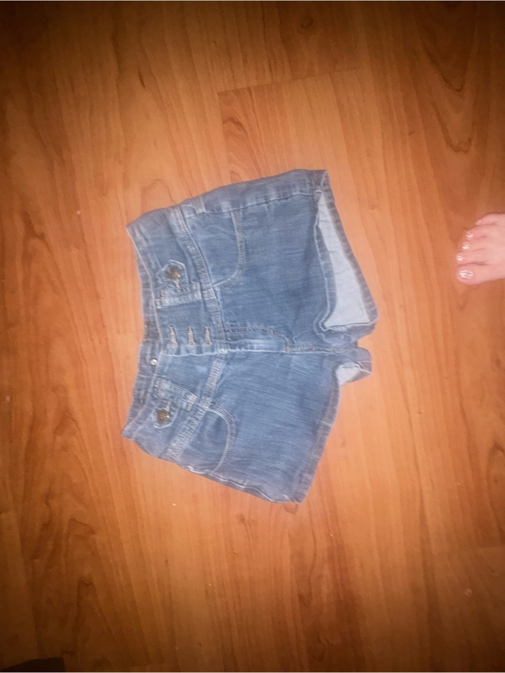 refuge Faded Light Blue High-Rise Denim Shorts